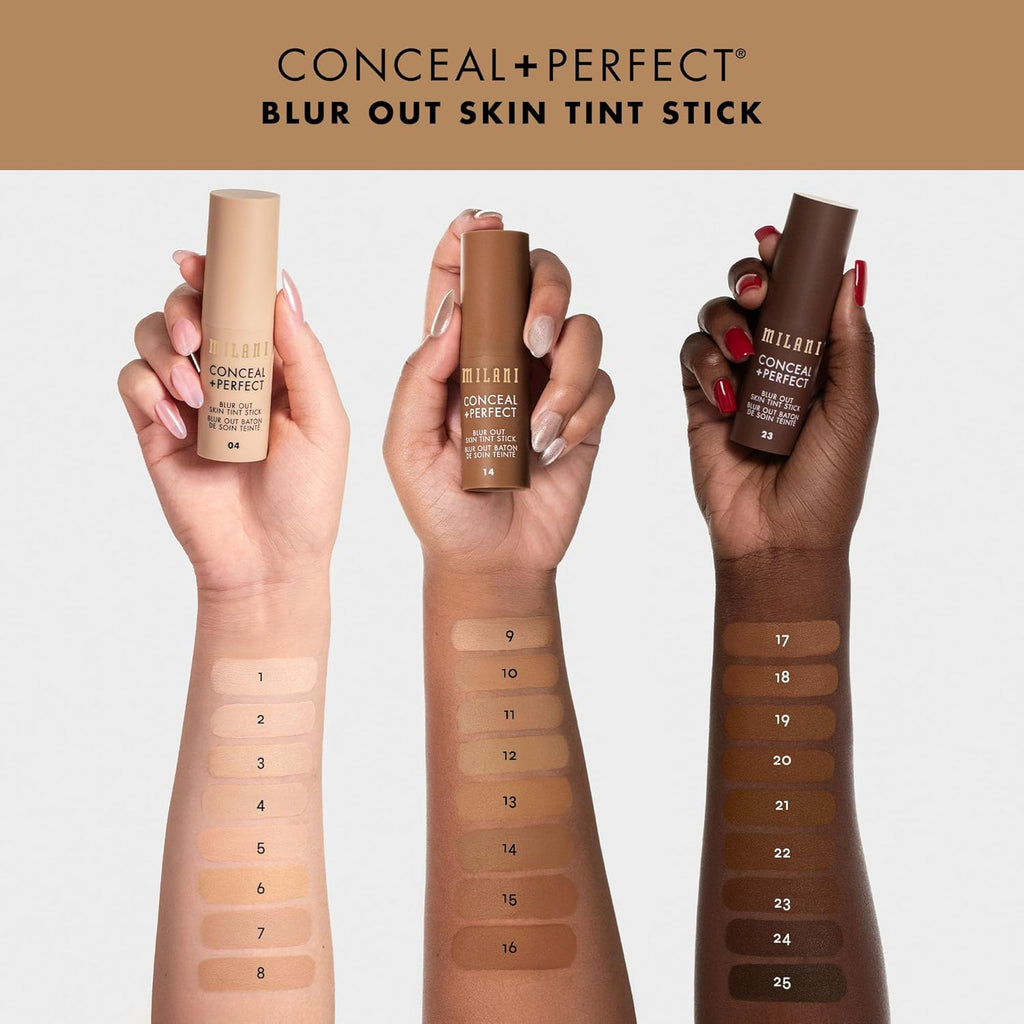 Milani Conceal + Perfect Blur Out Skin Tint Stick - Light to Medium Coverage Tinted Moisturizer Stick with Vitamin C & E - Soft Matte, Pore Blurring Natural Finish 07-Light Medium Neutral